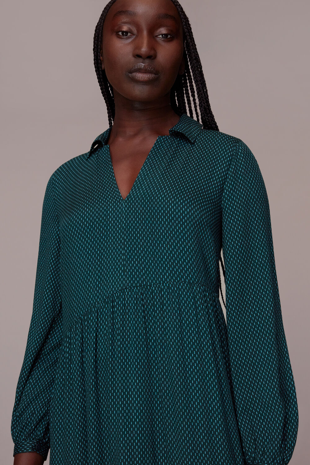Green Vertical Dash Trapeze Dress