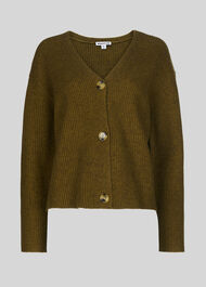 Chunky Yak Mix Cardigan Olive