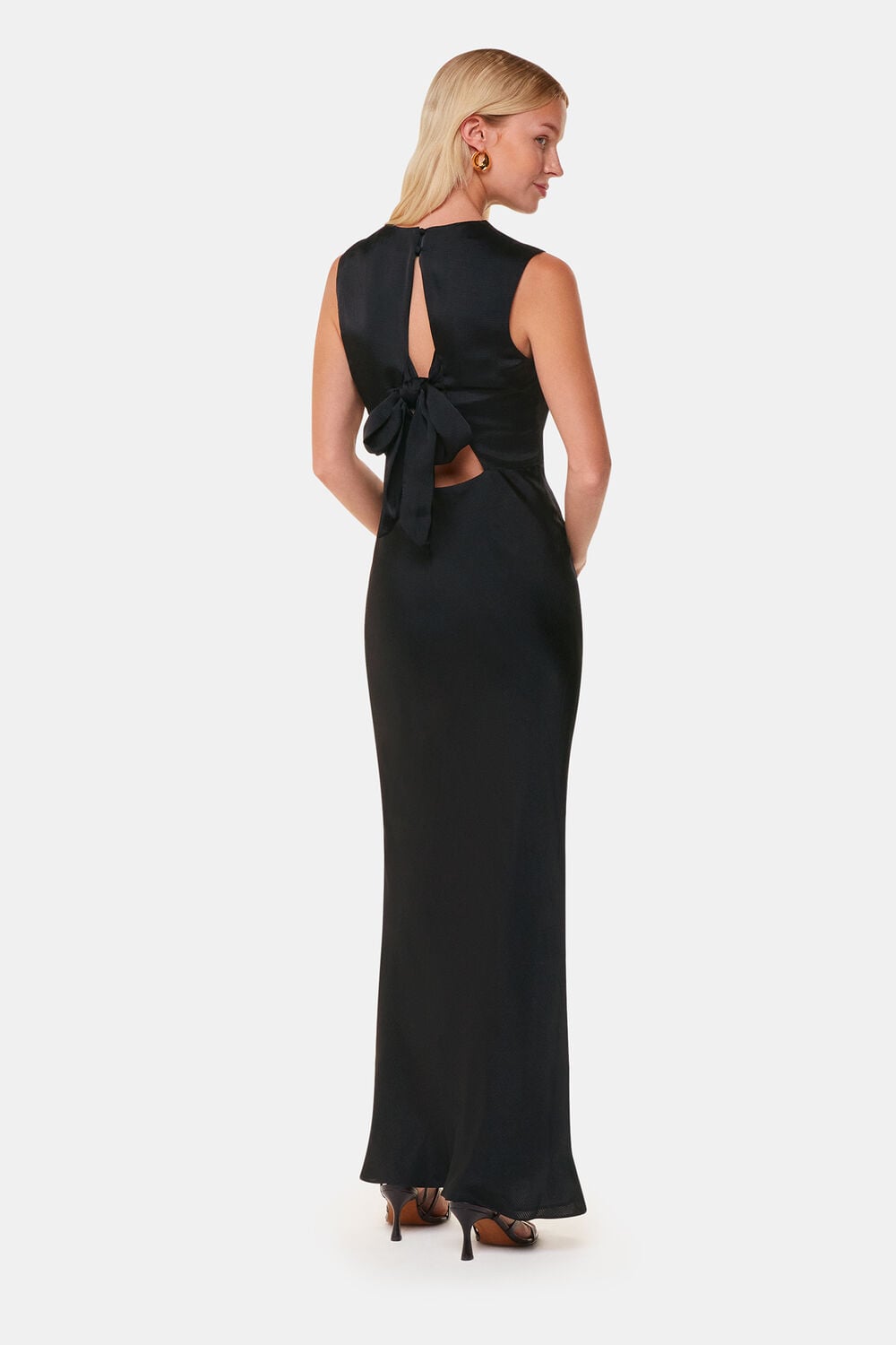 Black Cowl Neck Satin Maxi Dress