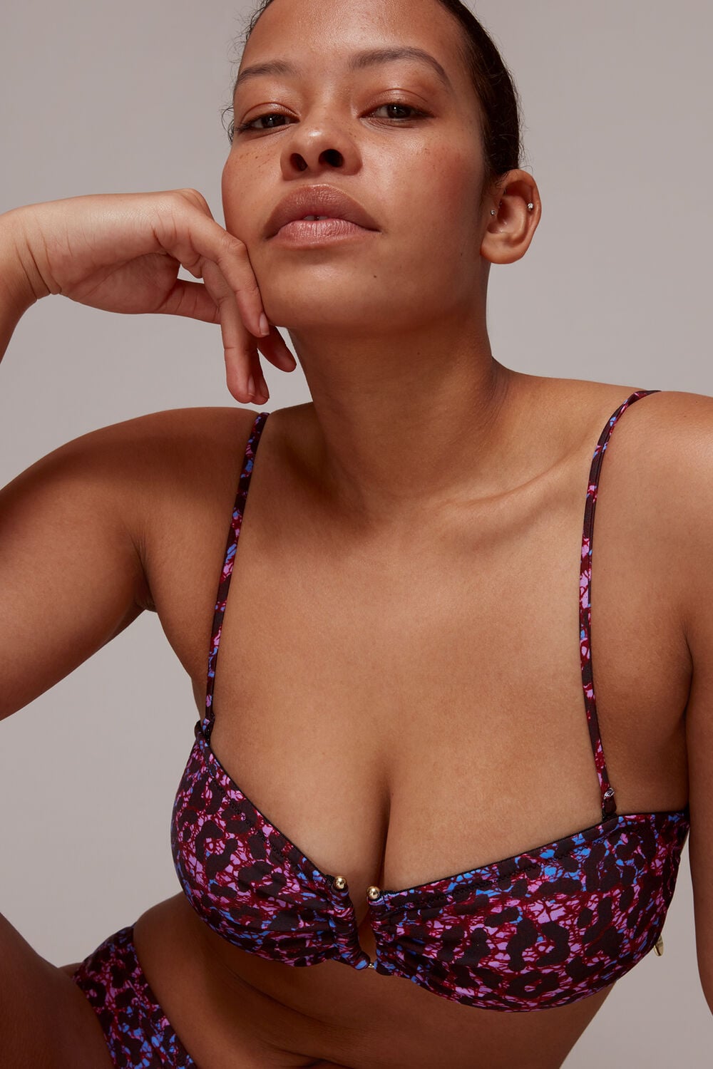 Pink Animal Printed Bikini Top