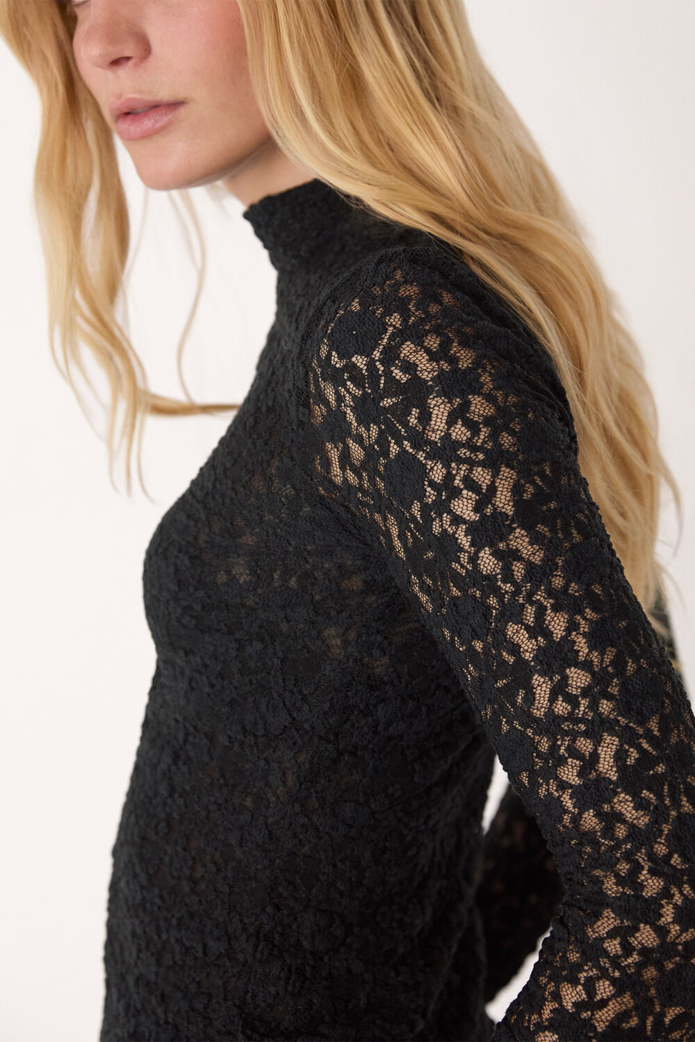 Lace Detail High Neck Top