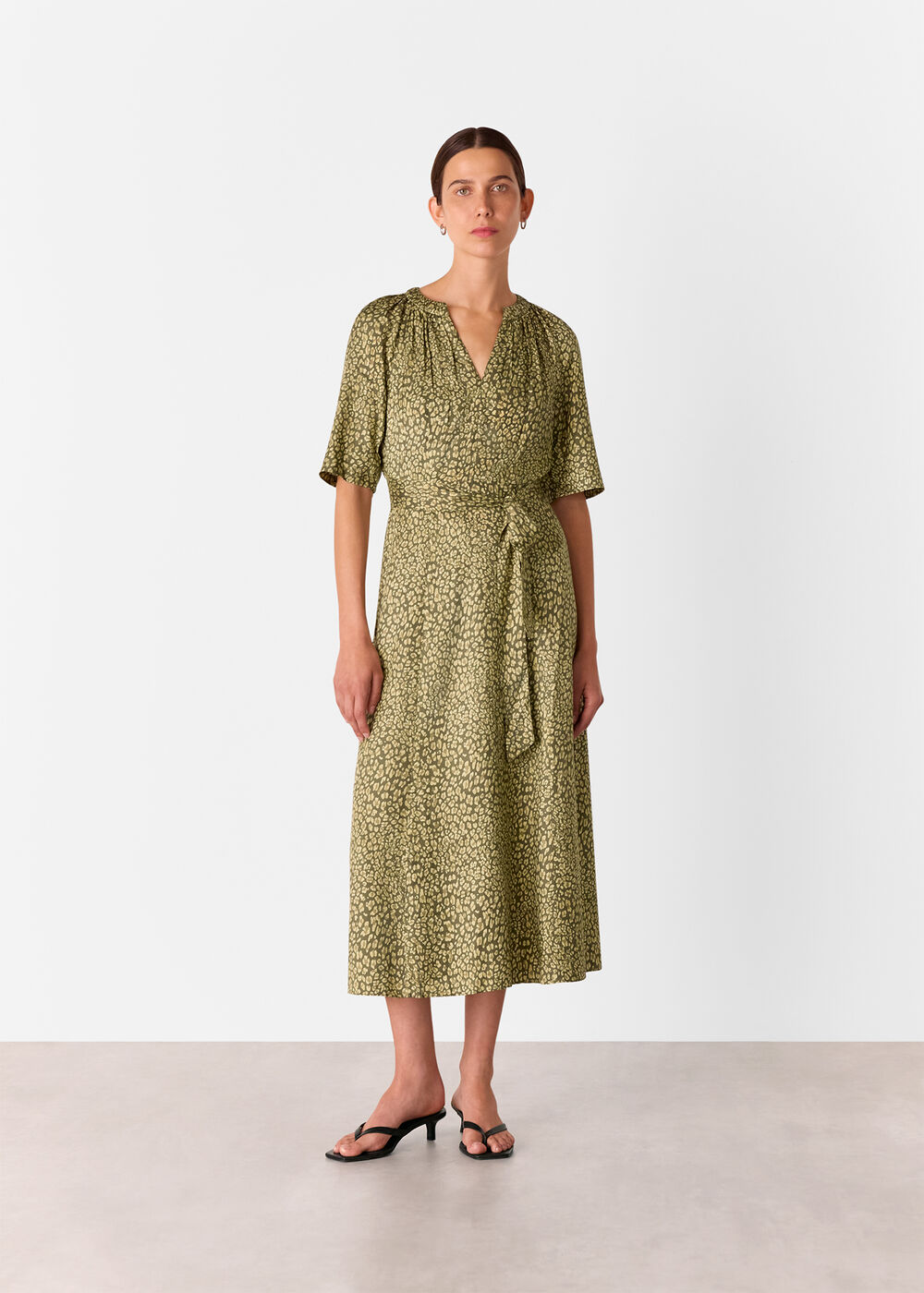 Leopard Viscose Midi Dress