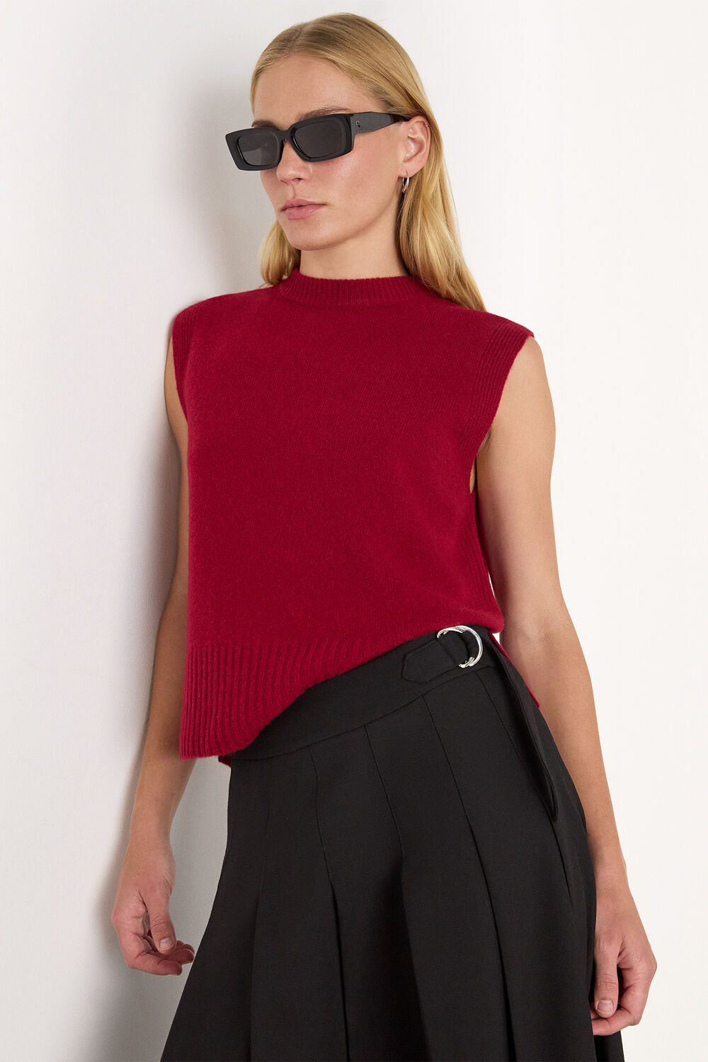 Dark Red Wool Sleeveless Tank