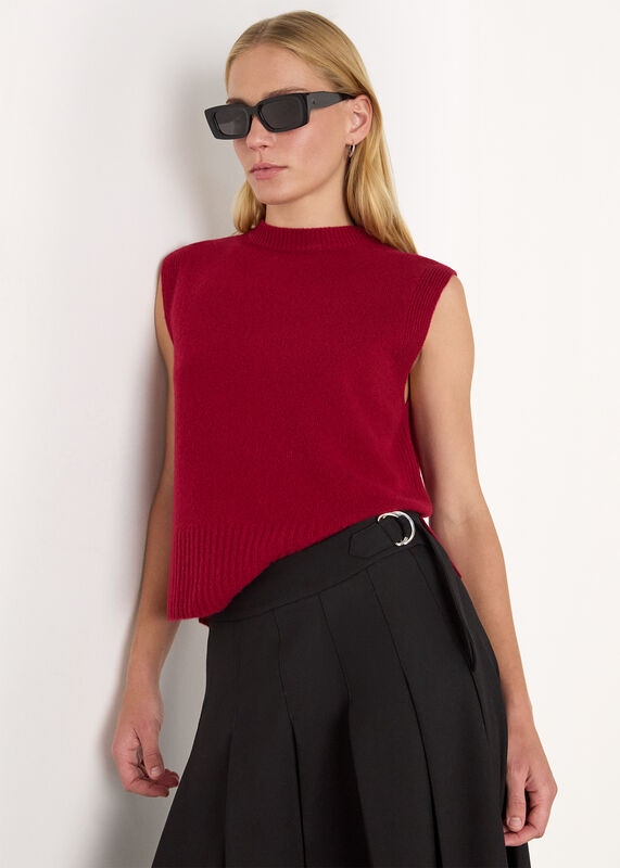 Dark Red Wool Sleeveless Tank