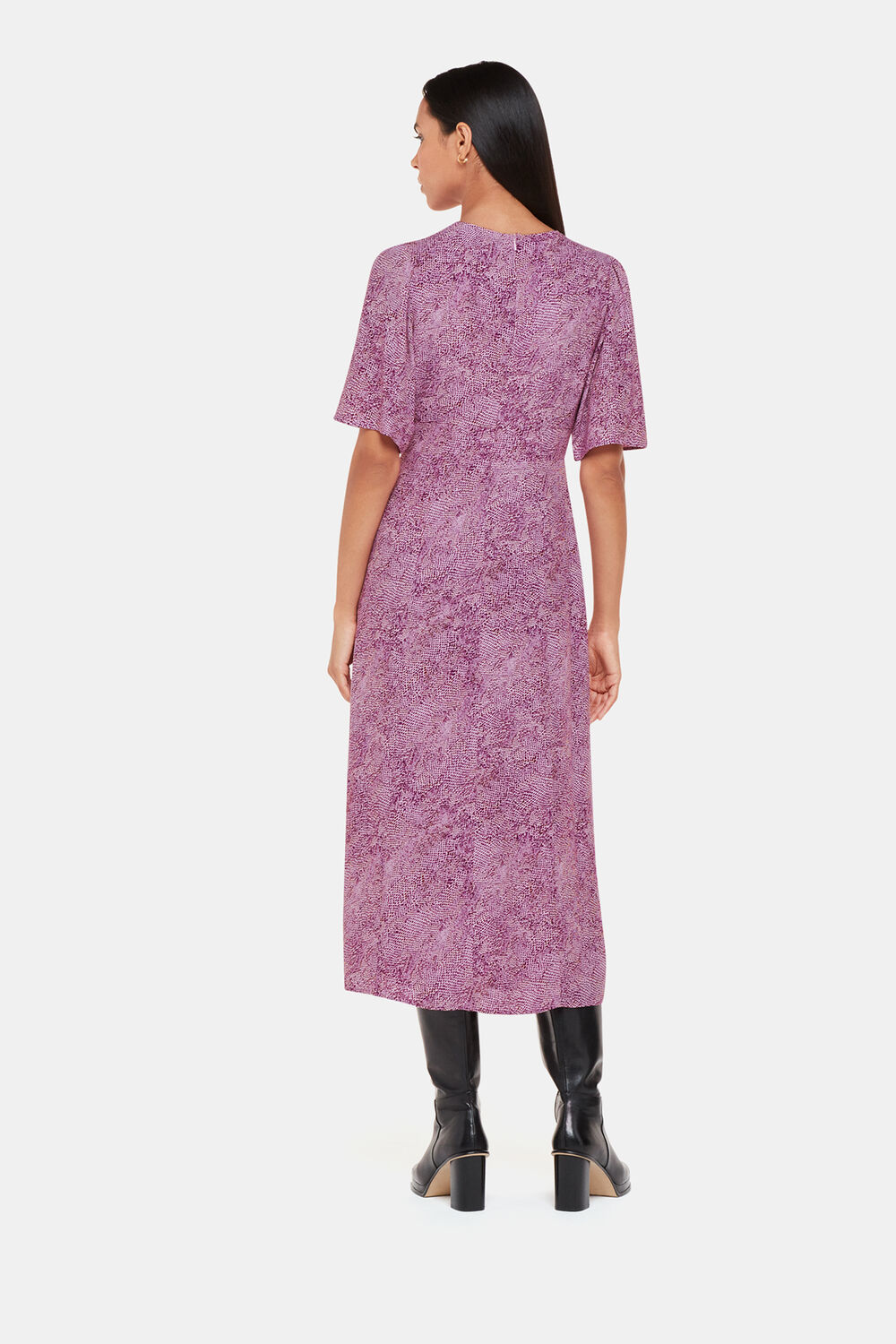 Pink Diagonal Snake Midi Dress