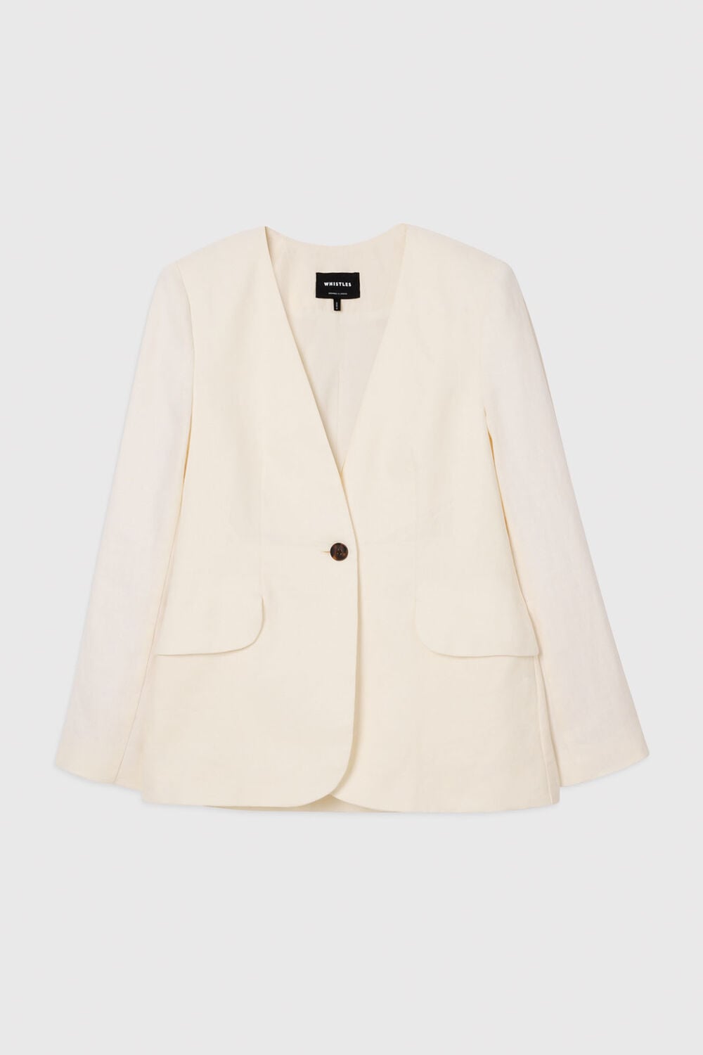 Collarless Linen Blazer