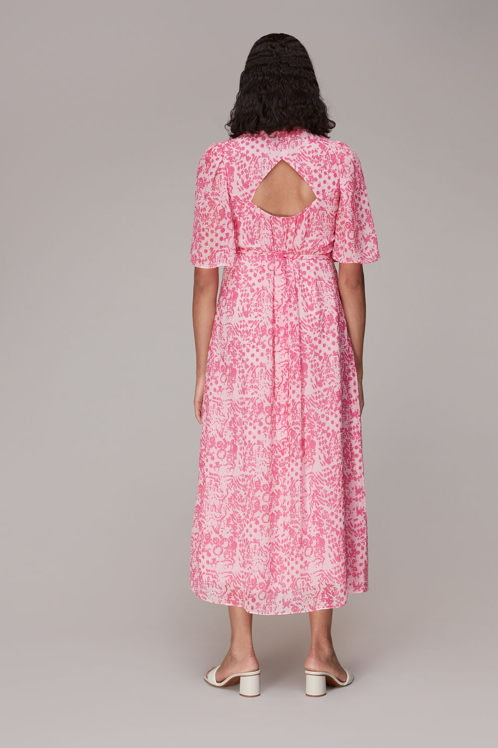 Pink Abstract Batik Midi Dress