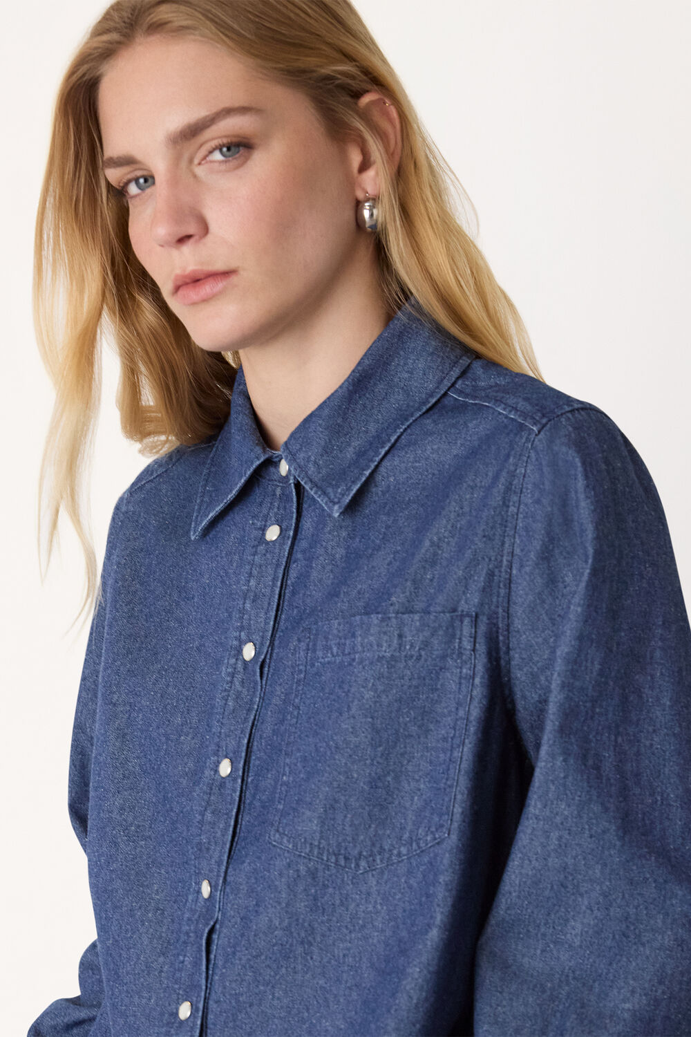Denim Pocket Detail Cotton Shirt