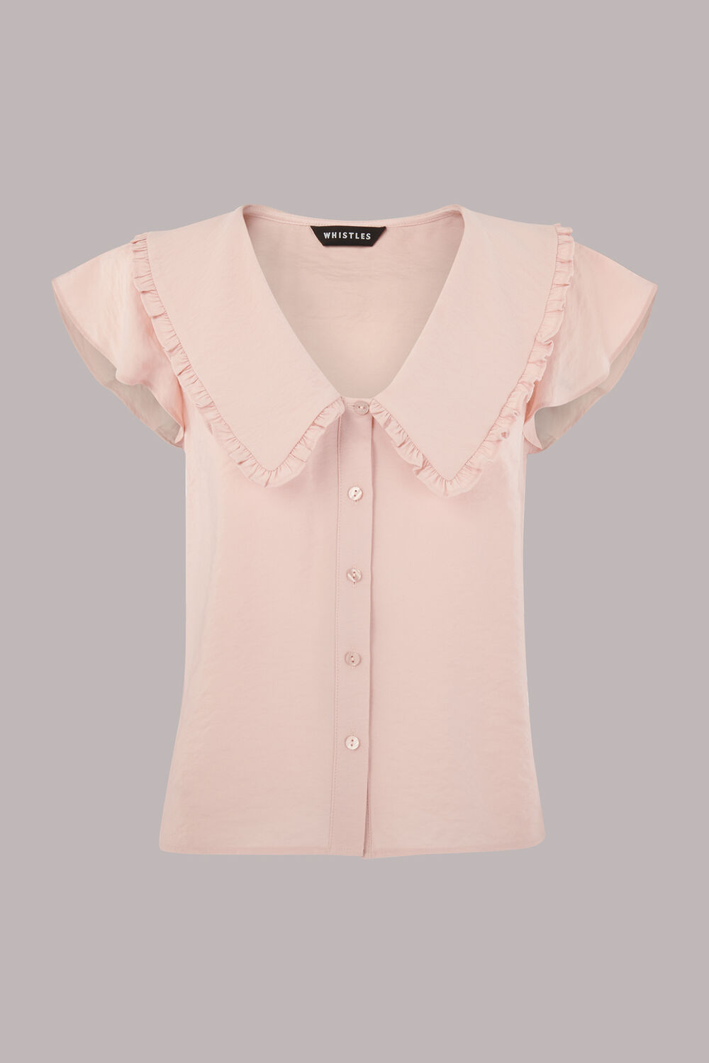 Pale Pink Short Sleeve Collar Top