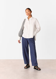 Petite Pinstripe Barrel Leg Jean