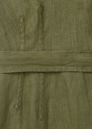 Petite Belted Seamed Linen Jumpsuit