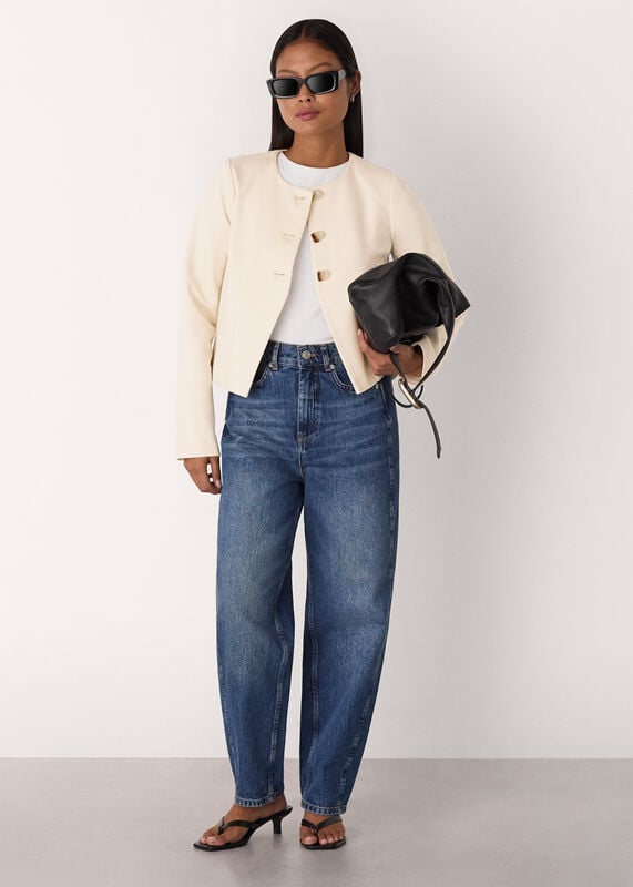 Ivory Petite Anne Ponte Button Jacket