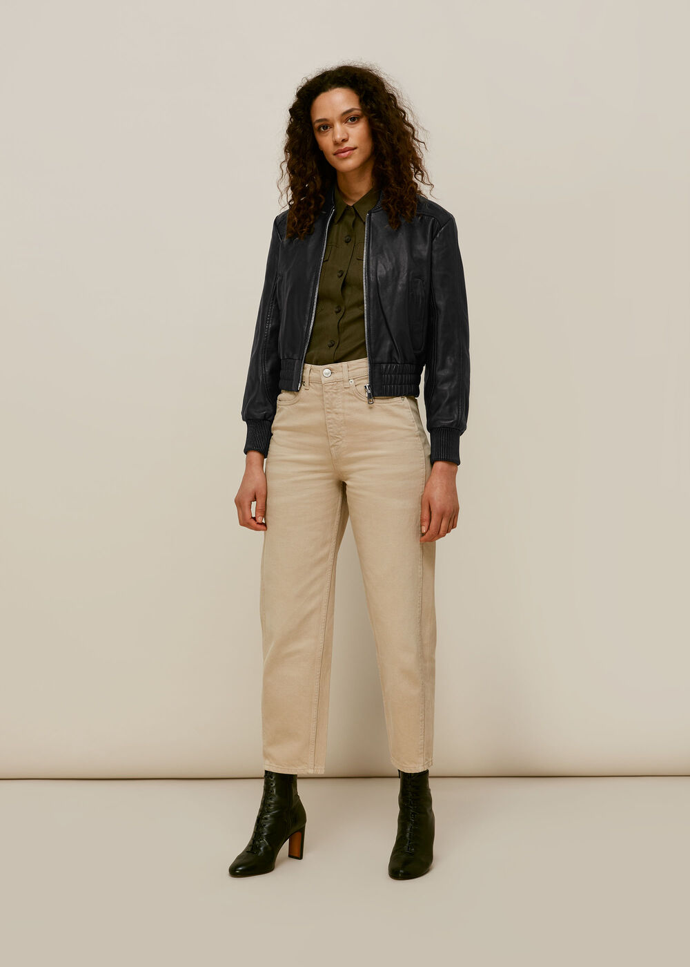 Cropped Bomber Jacket Black