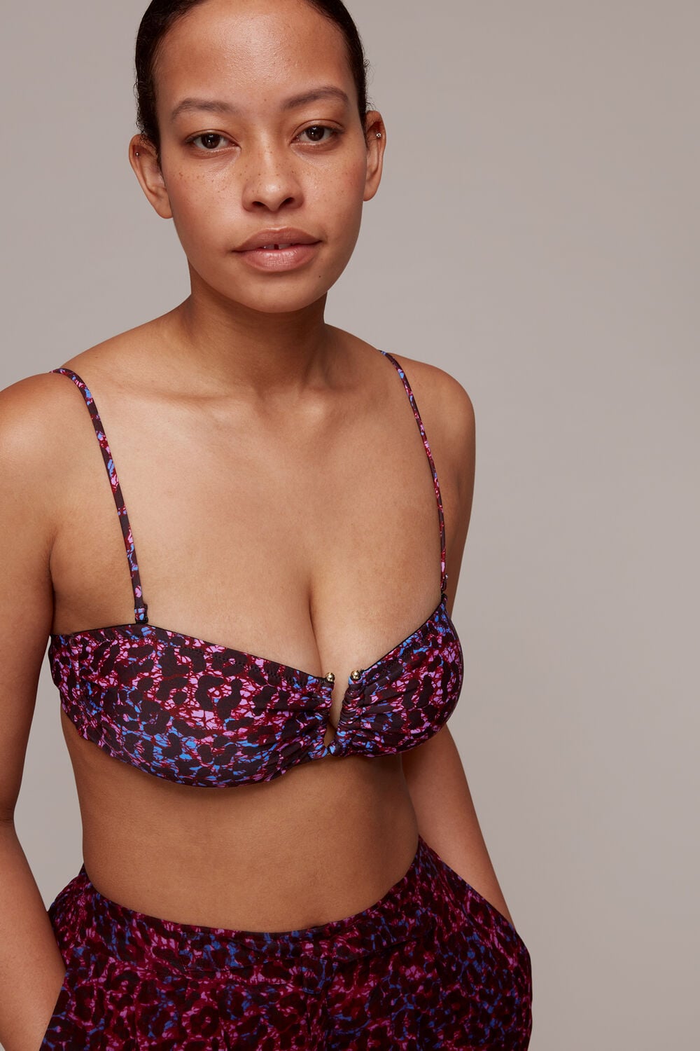 Pink Animal Printed Bikini Top