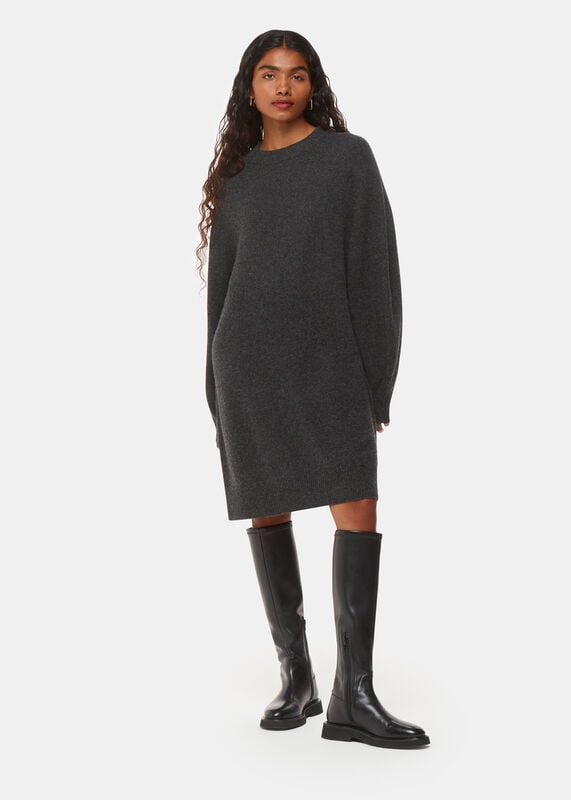 Grey Petite Ava Round Neck Sweater Dress
