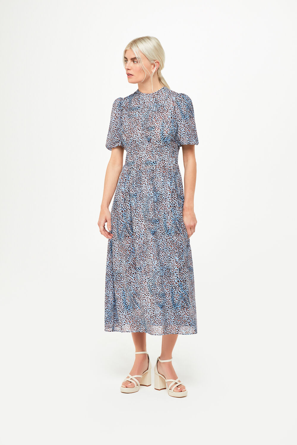 Blue Petite Ink Spot Blair Dress