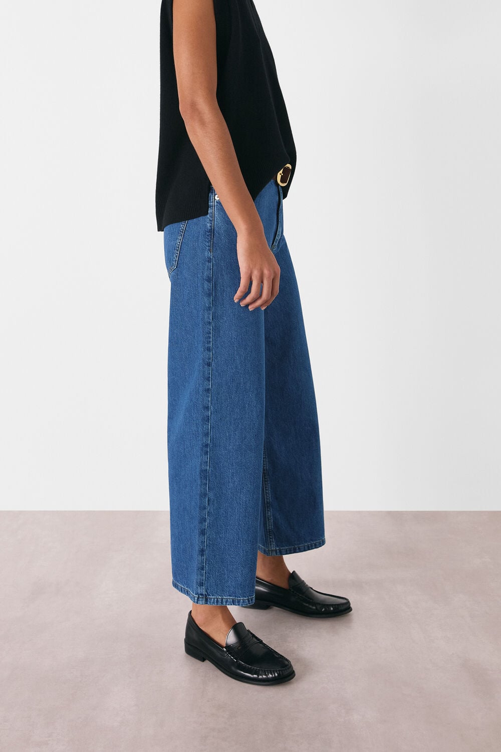 Denim Wide Leg Cropped Jean