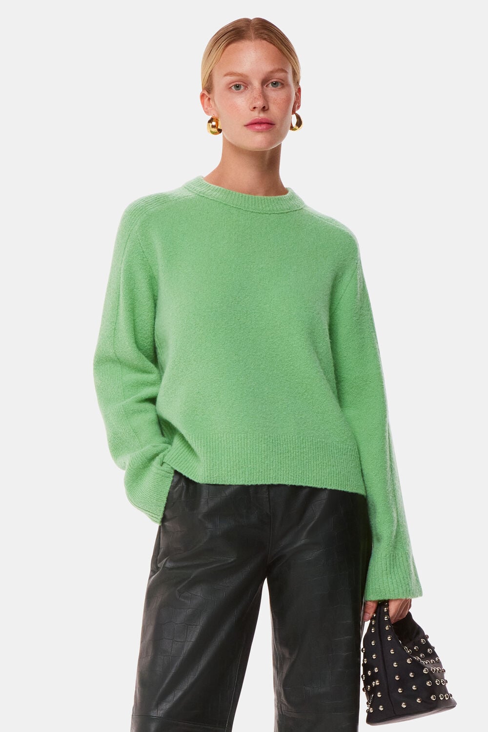Green Alana Wool Mix Crew Neck Sweater