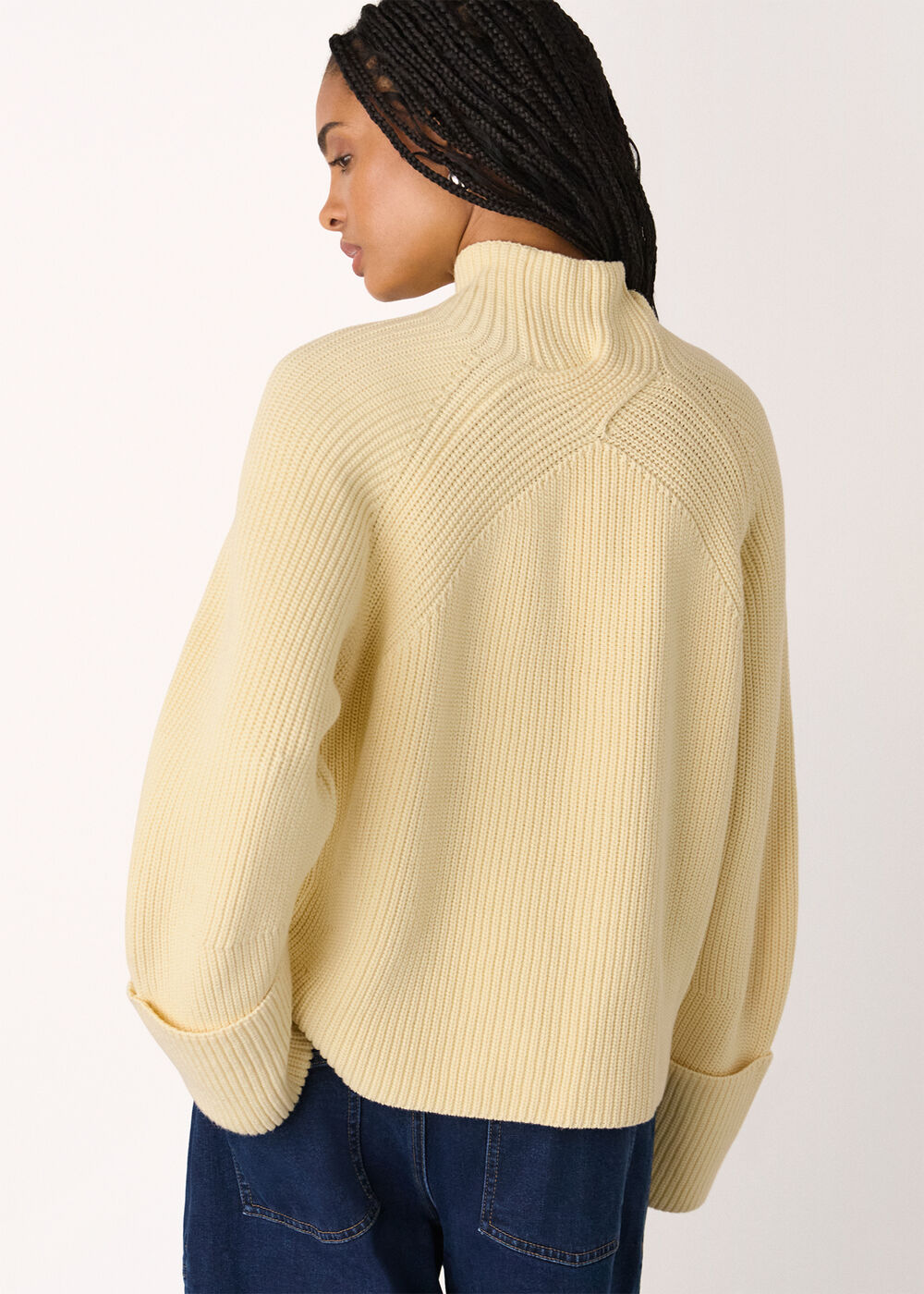 Rib Cable High Neck Jumper
