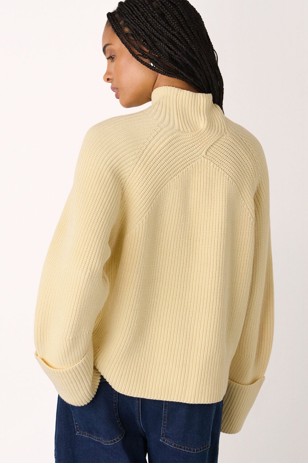 Cream Rib Cable High Neck Jumper