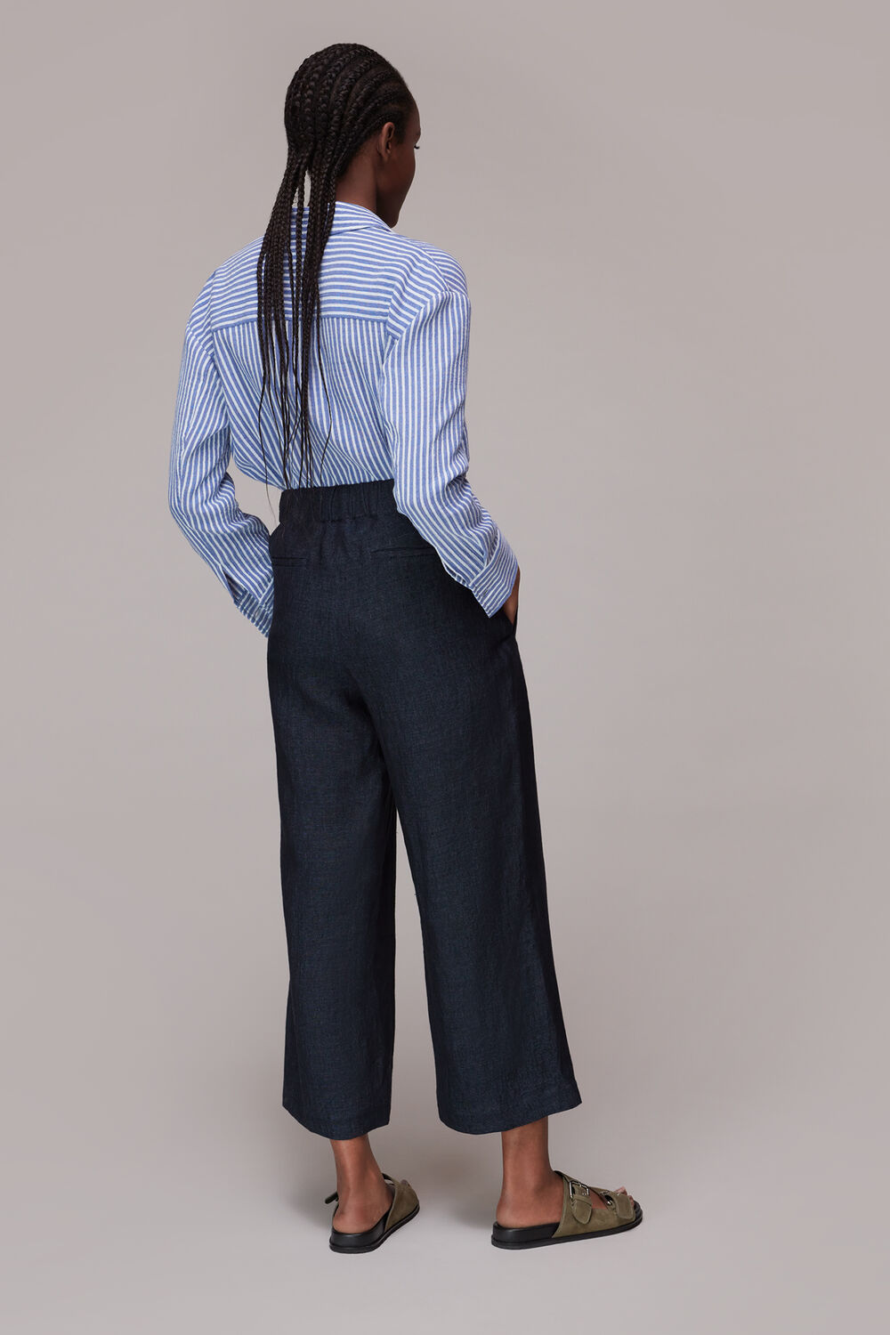Navy Linen Indigo Trouser