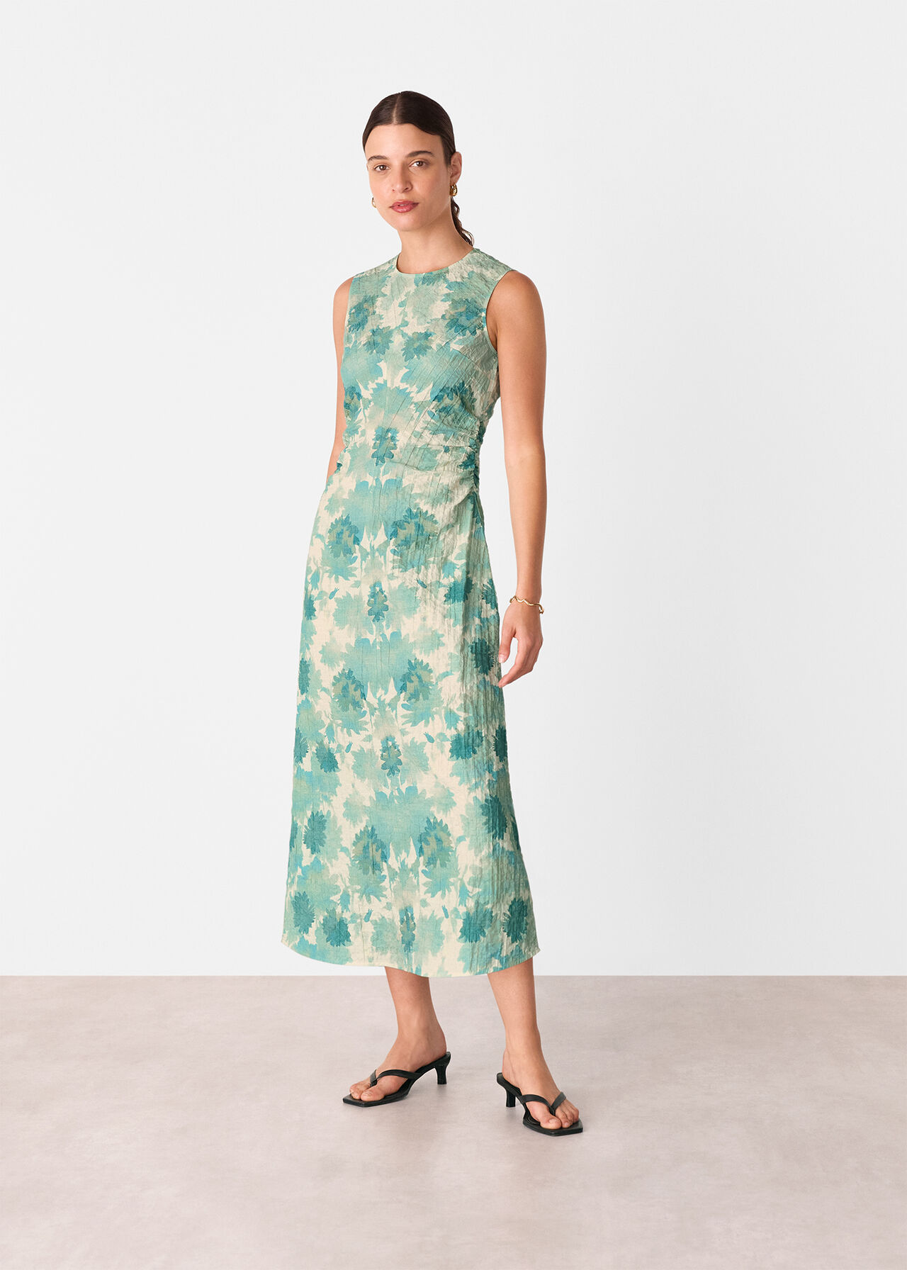 Floral Textured Midi Dress