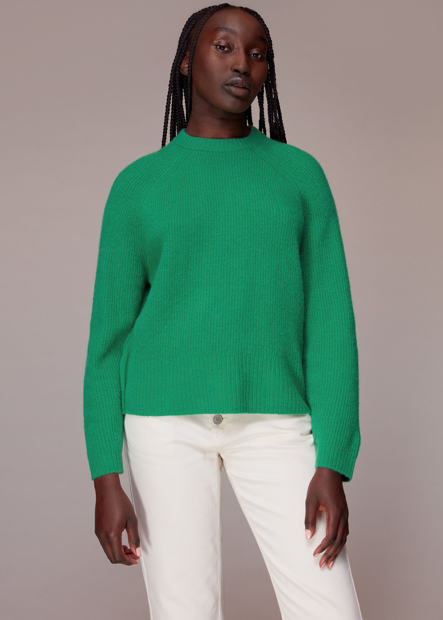 Green Frankie Ribbed Jumper WHISTLES