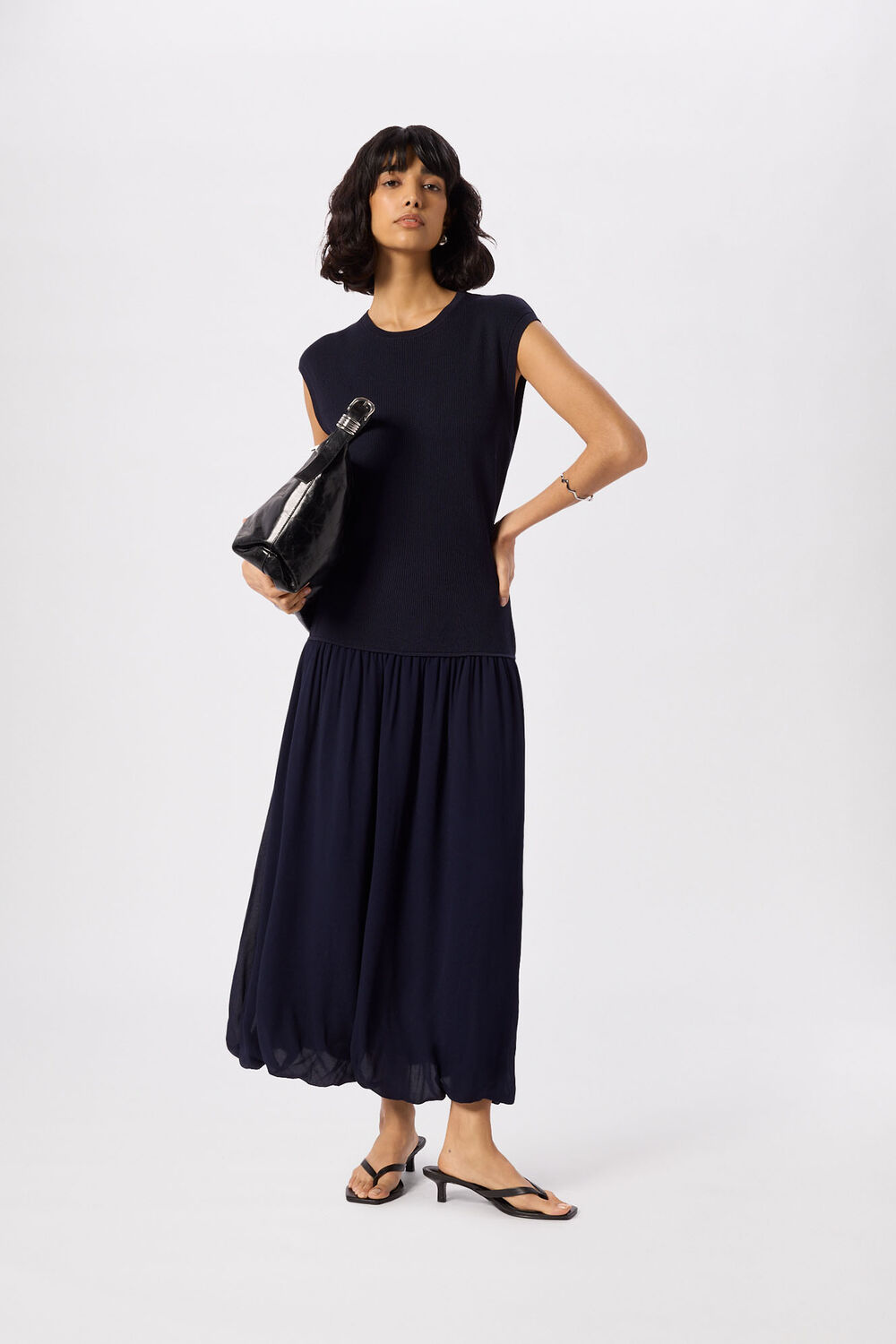 Knitted 2in1 Bubble Hem Dress