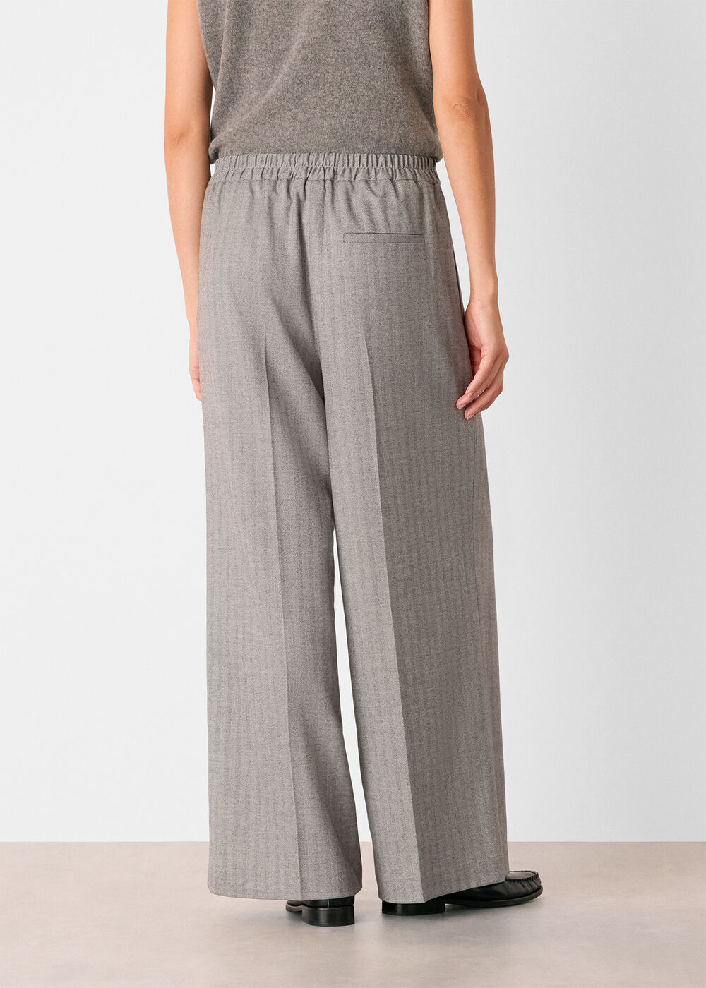 Petite Herringbone Wide Leg Trouser