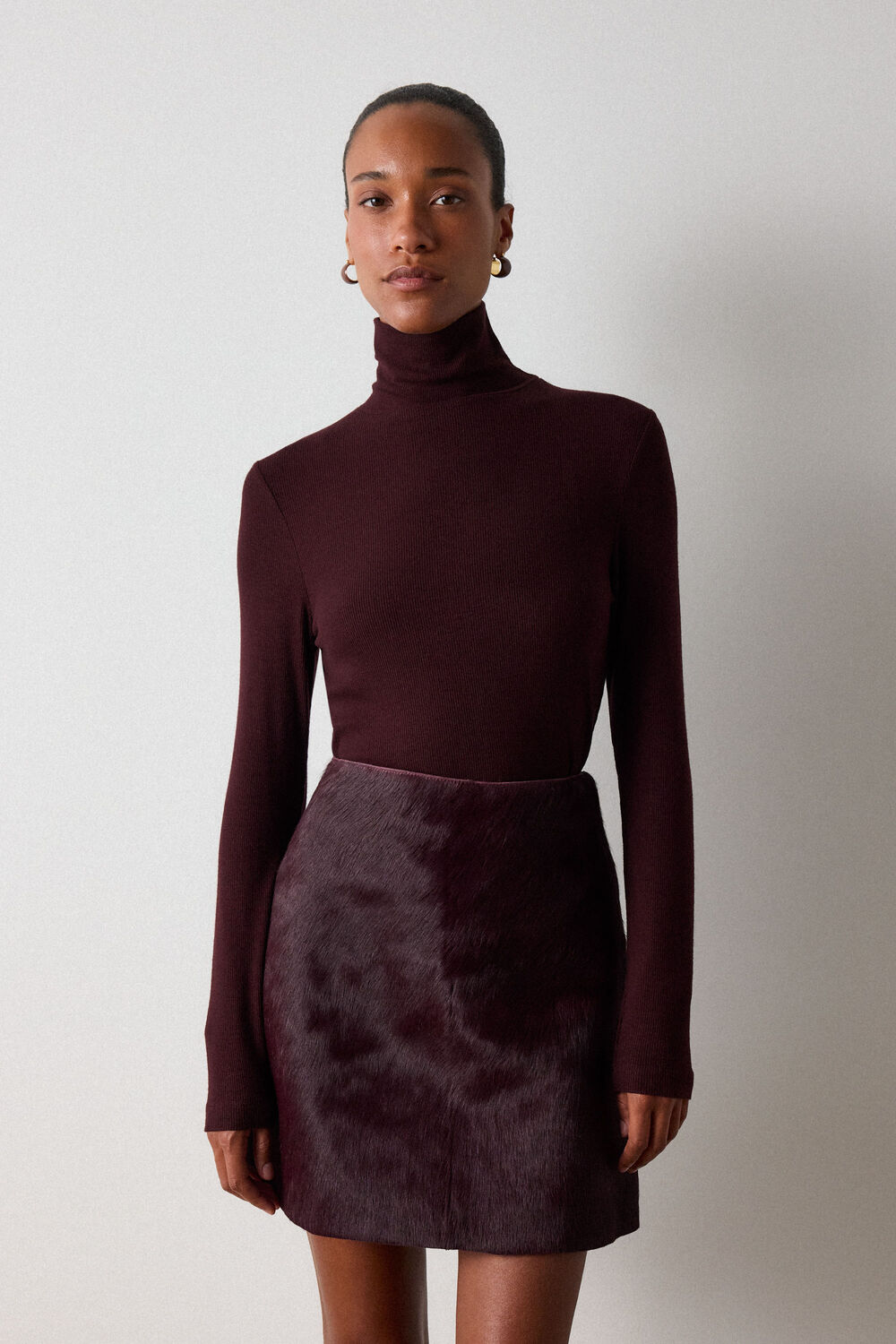 Burgundy Essential Ribbed Turtleneck