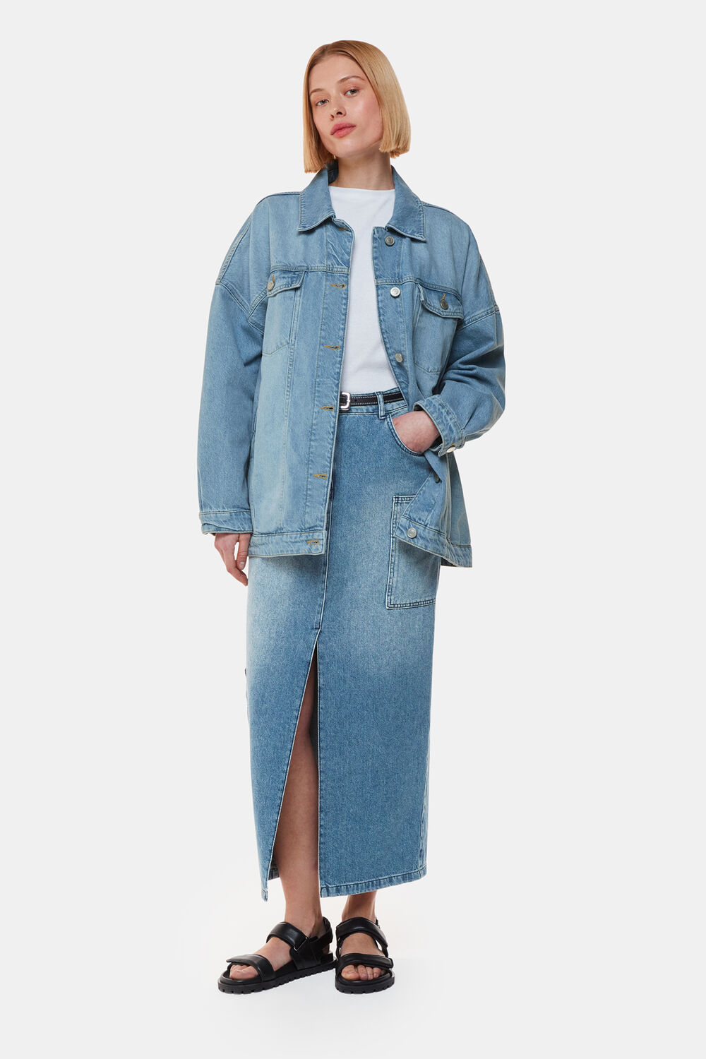 Cora Utility Denim Maxi Skirt