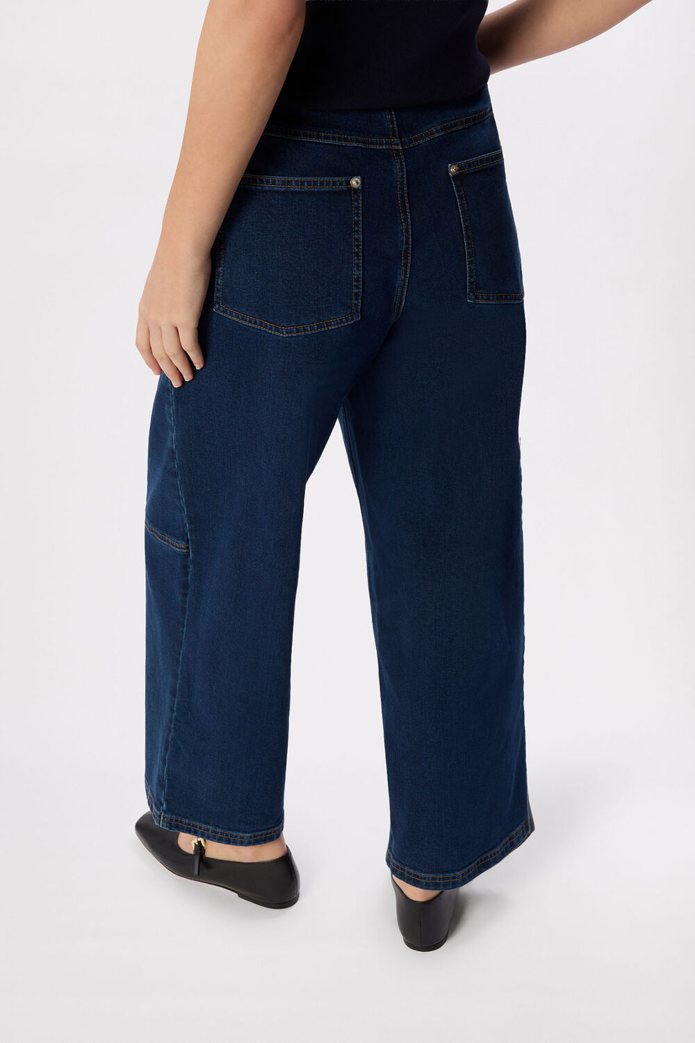Dark Denim Barrel Mid Rise Trouser