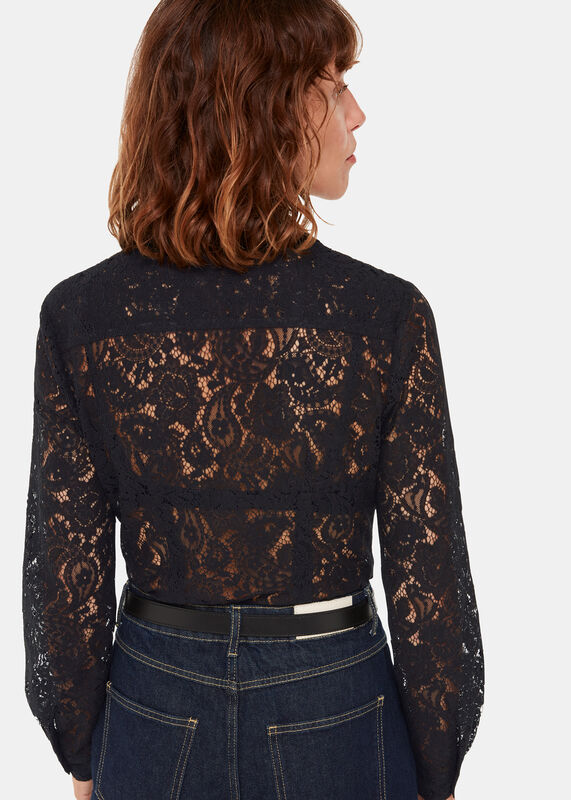 Black Lucy Seam Detail Lace Shirt