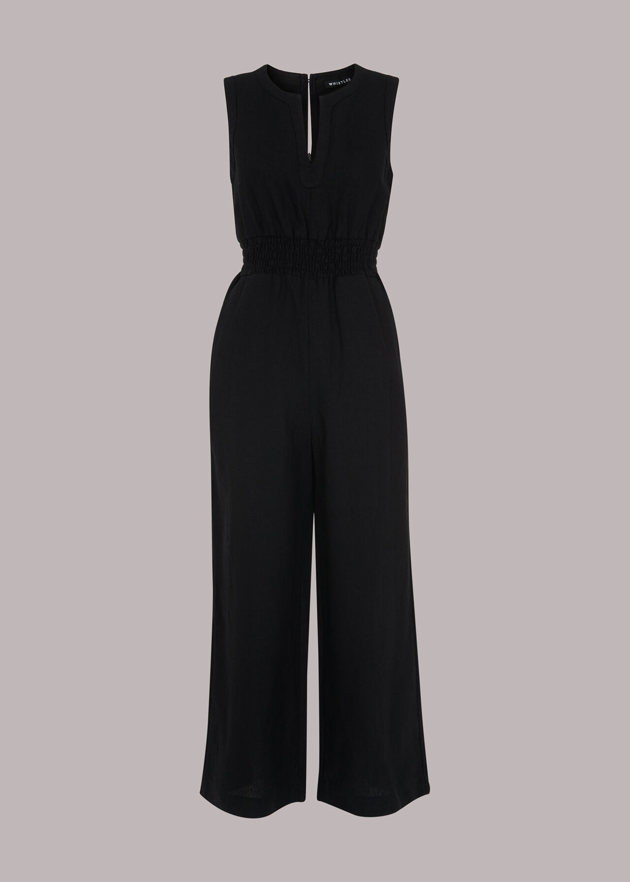 Black Melanie Linen Jumpsuit | WHISTLES