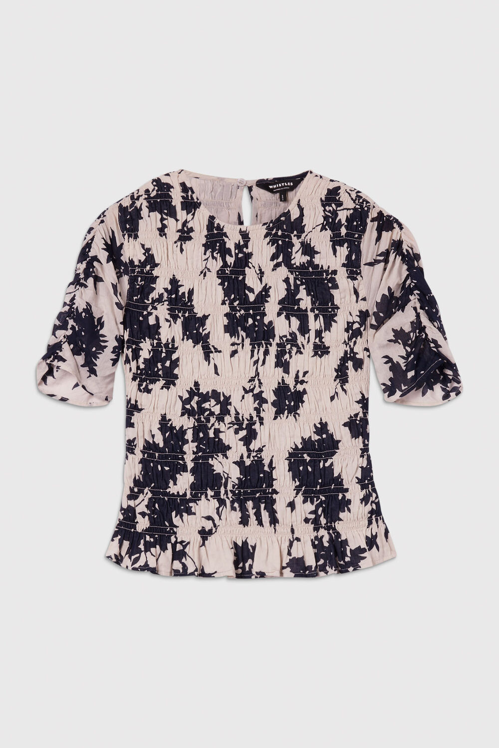 Ivory Shadow Floral Shirred Top