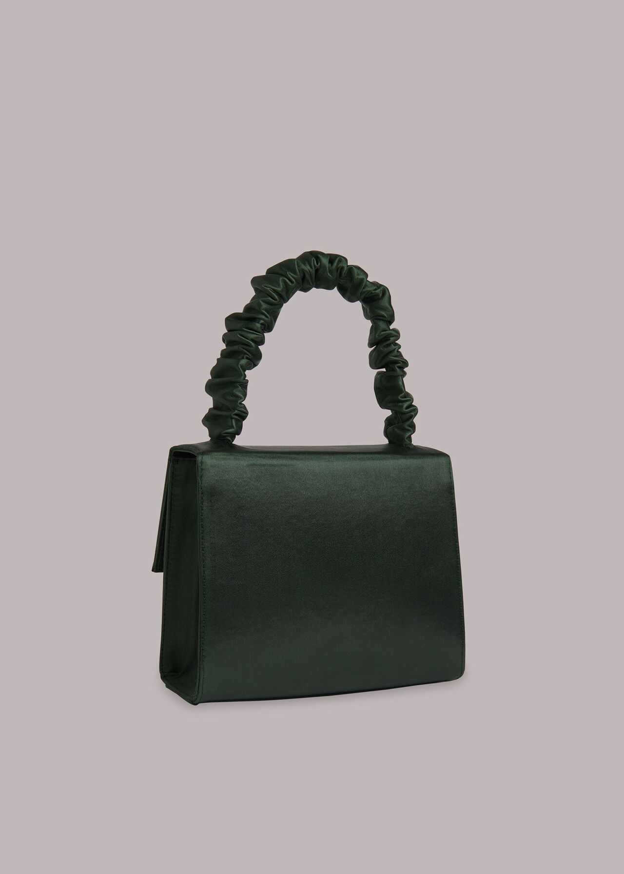 Dark Green Payton Satin Top Handle Bag | WHISTLES