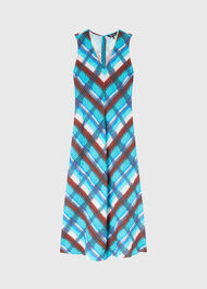 Checked V Neck Textured Dress