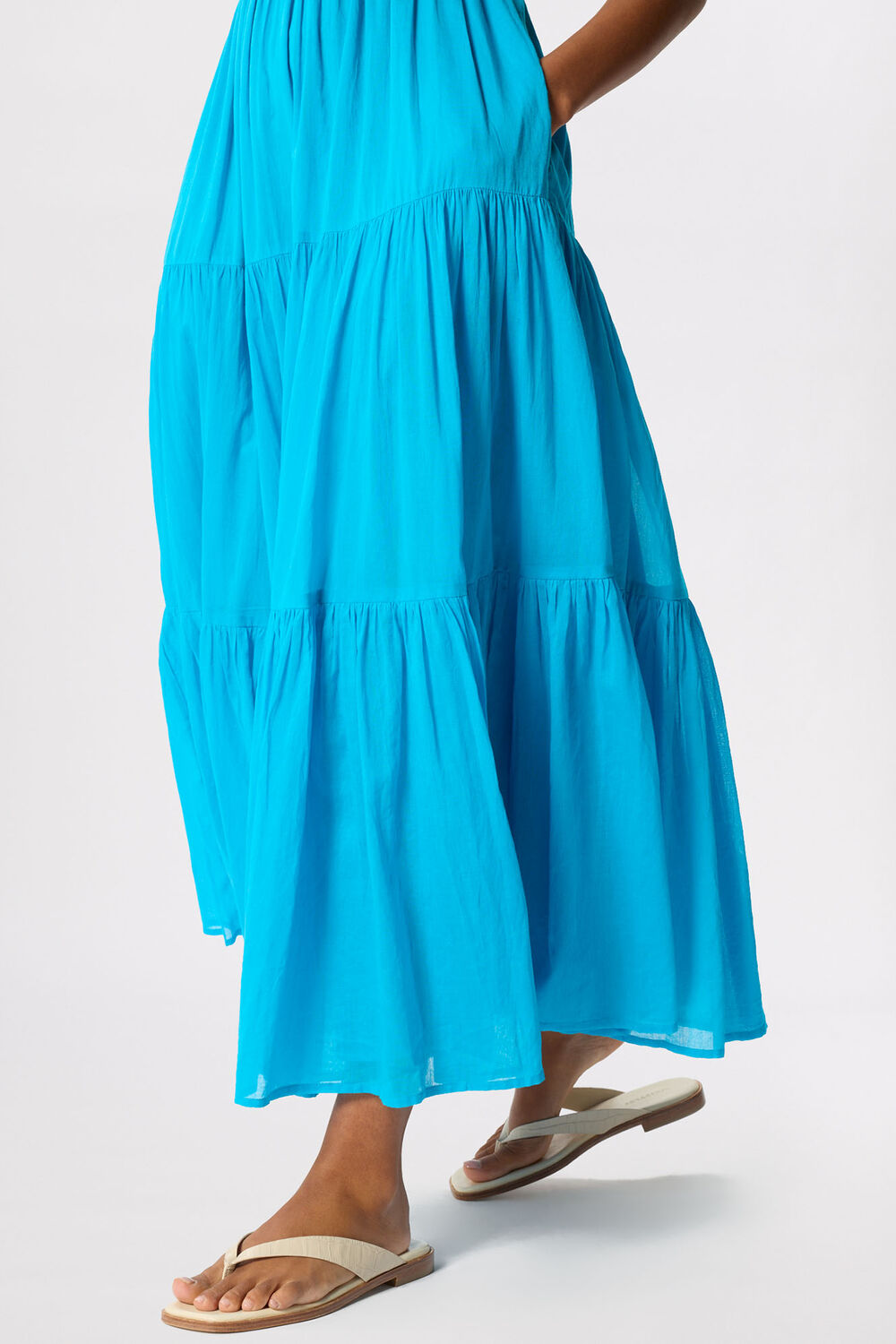 Turquoise Petite Cotton Maxi V Neck Sundress