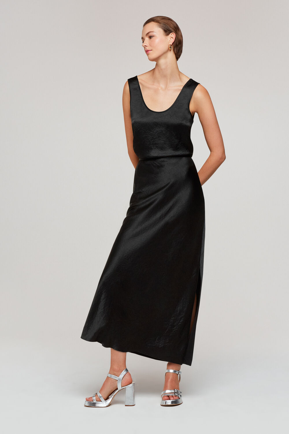 Black Ella Bias Cut Skirt