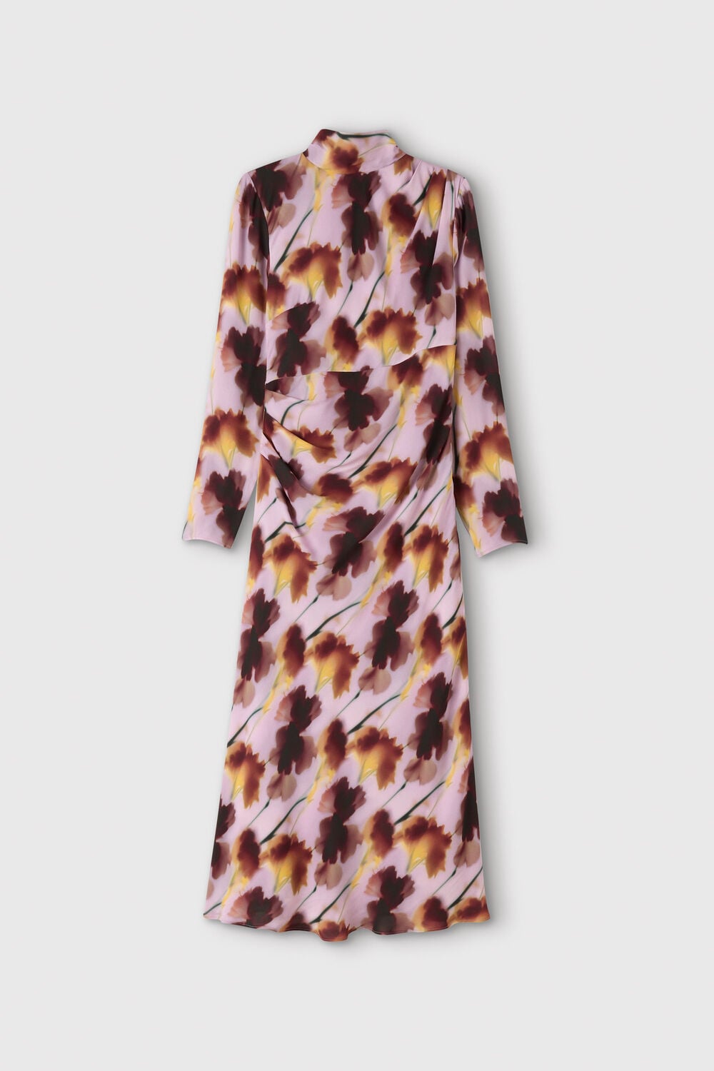 Pink Floral Stem Midi Scarf Dress