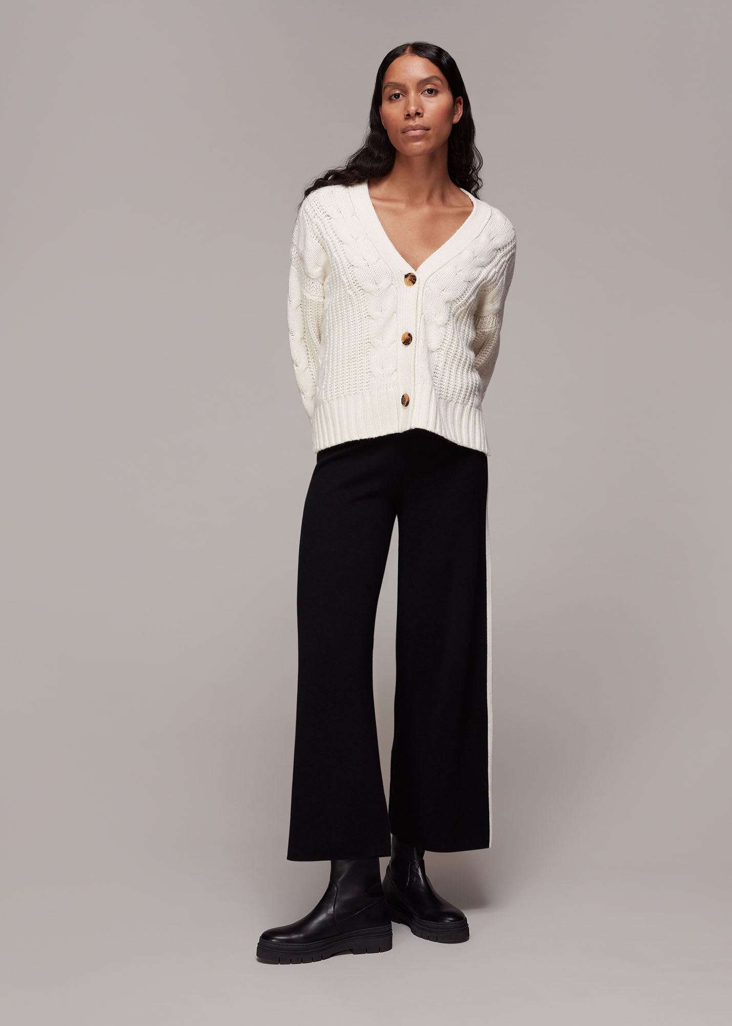 Women's Ivory Cable Knit Cardigan | Whistles US |