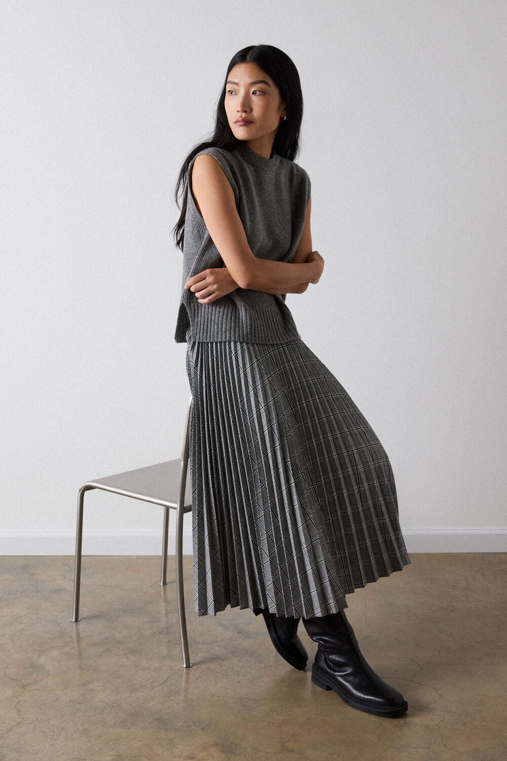 Grey Wool Sleeveless Tank