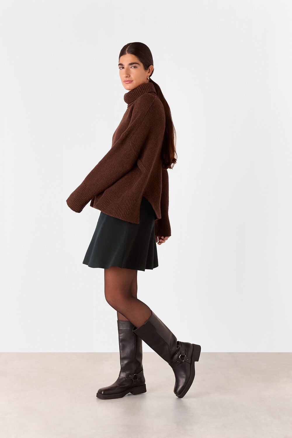 Black Flippy Knitted Mini Skirt