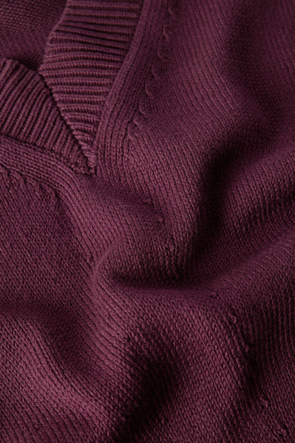 Plum Cotton V Neck Relaxed Knit