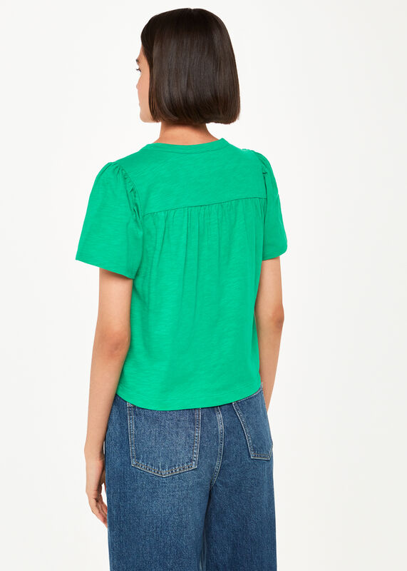 Green Maeve V-Neck Button Front Tee