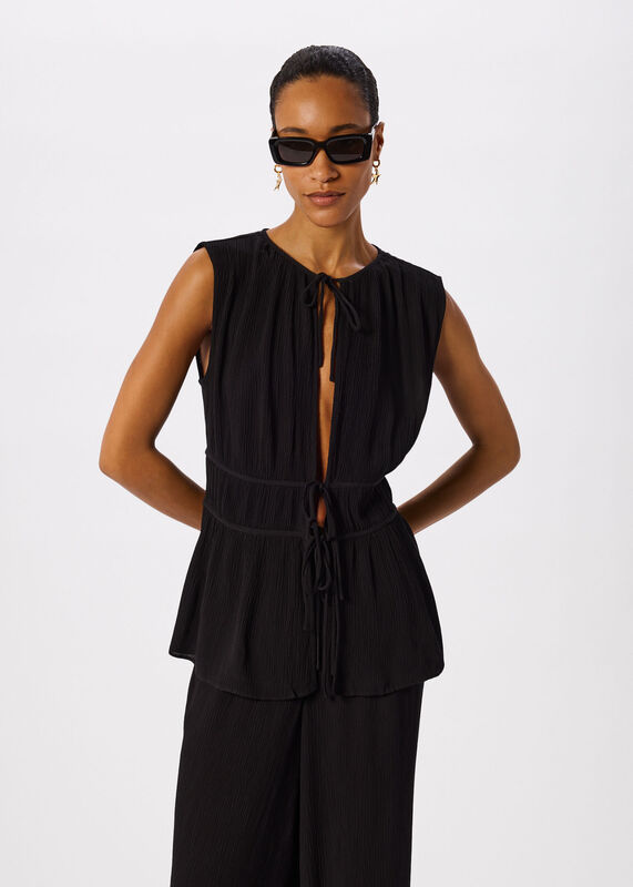 Black Tie Front Beach Top