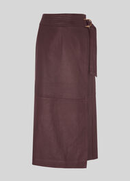 Selina Leather Wrap Skirt Burgundy
