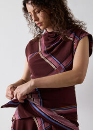 Painted Check Cowl Neck Dress