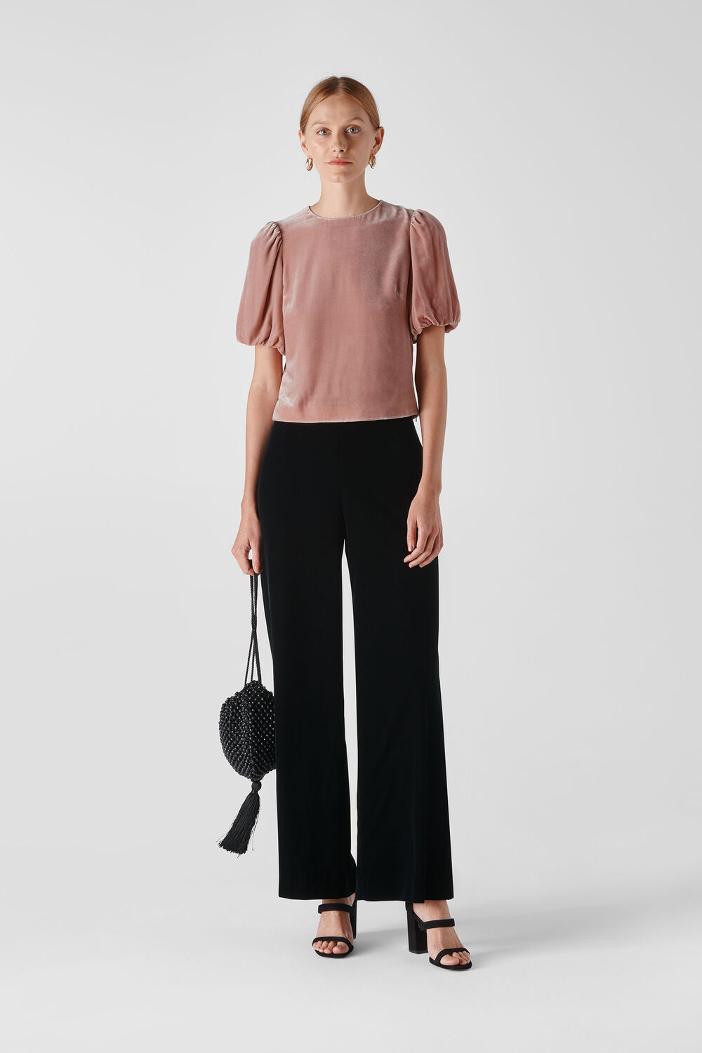 Pale Pink Velvet Silk Mix Top