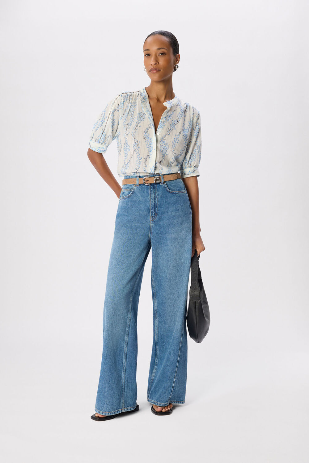 Blue Ditsy Stem Textured Shirt